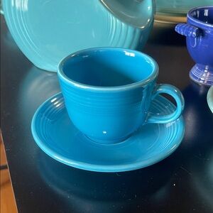 Fiesta Bright Blue Mug and Saucer Set